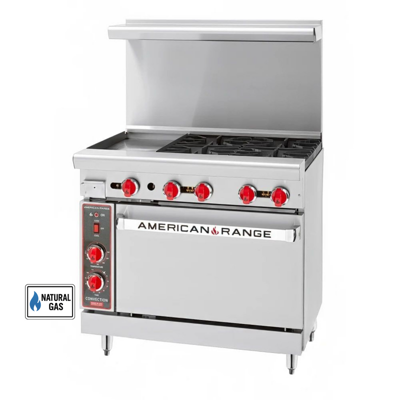 Versatile 36" 4 Burner Gas Range with Griddle, Natural Gas / AR-12G-4B 36"